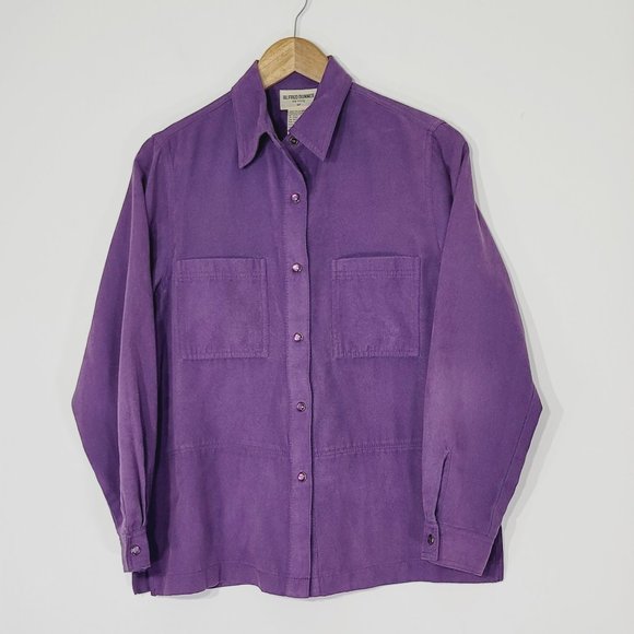 Alfred Dunner Petites Long Sleeve Casual Button Down Soft Shirt Purple Womens 6P - Picture 1 of 12
